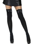 Leg Avenue womens Satin Bow Accent Thigh Highs adult exotic hosiery, Black, One Size US