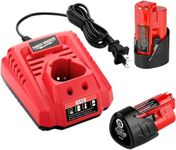 Energup 2Pack 12V 3.5Ah 12V Battery for Milwaukee M12 Battery, for 48-11-2420 48-11-2401 48-11-2411 M12 Battery for Milwaukee 12Volt Battery + 48-59-2401 12V Milwaukee Battery Charger