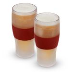 Host Freeze Beer Glasses, Frozen Brew Mugs, Freezable Pint Glass Set, Insulated Beer Glass to Keep Your Drinks Cold, Double Wall Insulated Glasses, Gift for Dad, 16 oz, Set of 2, Crimson