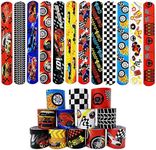 Race Car Slap Bracelets Wristband Slap Bands for Kids Party Bag Fillers,24Pcs Racing Car Snap Bracelet Bands Bulk for Kids Boys Birthday Race Car Theme Party Supplies Favors Classroom Prizes Gifts