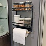 HOKIPO 2 Tier Magnetic Shelf for Fridge Spice Rack Organizer for Refrigerator with Napkin Paper Towel Holder and 4 Hooks (KO-AR-3741)