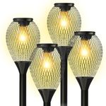 Ortiny Solar Lights Outdoor Garden, 4 Pack Solar Garden Lights Upgraded Warm White Solar Powered Waterproof IP65 Auto On/Off Garden Decorative Solar Stake Lights for Patio, Yard, Pathway, Lawn