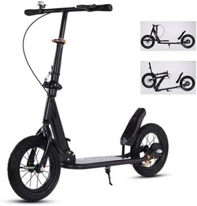 XCJump Adult & Kids Kick Scooter, Folding Lightweight Push Scooter with 28cm Air-Filled Wheels, Adjustable Handlebar (95–115cm), 100kg Load – Foldable Mobility Scooter for Urban Ride
