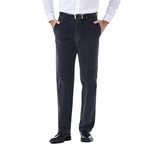 Haggar Men's 21 Wale Stretch Corduroy Expandable Waist Classic Fit Plain Front Casual Pants, DUKk, 34W 34L UK