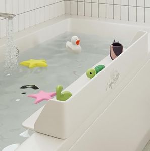 Little Splasher Original PlayPad, Bathtub Splash Guard Play Shelf - Toy Tray Caddy Holder Storage - Suction Cups Attach to Bath Tub - No Mess Water Spill in Bathroom for Toddlers Kids Baby (White)