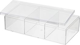 Hammont Rectangle Acrylic Box - Shelf Organizer Bins - Clear Storage Containers - Candy Party Favors | Bathroom Storage | Makeup Cosmetic Organization | 7.5"x3.75"x2" (4 pack)