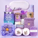 Pamper Birthday Gift for Women - Lavender Bath Spa Package for Her Relaxation Self Care Hampers Unique Skin Care Birthday Presents Set with Bath Bombs, Candles for Best Friend Mom Wife Bestie Auntie