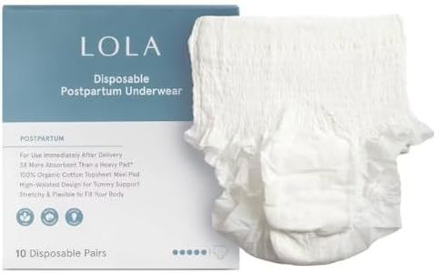LOLA Postpartum Underwear with Organic Cotton Max Absorbency for Postpartum Bleeding - Pregnancy Hospital Bag Essentials - 10 Count