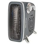 Russell Hobbs 1800W/1.8KW Electric Heater, Retro Horizontal/Vertical Fan Heater in Grey with Adjustable Thermostat, 2 Heat Settings, 20m² Room Size, Dial Control, RHRETHFH1001G with 2 Year Guarantee