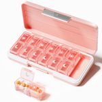 Zoksi Am Pm Pill Organizer 7 Day, Weekly Pill Box 2 Times a Day, Medicine Pill Organizer with Separate Compartment, Travel Pill Case Dispenser Portable for Vitamins, Fish Oils, Medicines(Pink)