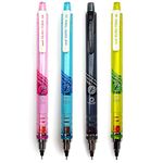 uni-ball Kuru Toga M5-450T 0.5mm Mechanical Pencil | Translucent Blue, Black, Green & Pink Body, Pack of 4