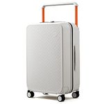 Mixi Carry On Luggage Airline Approved 20'' Lightweight Luggage Wide Handle PC Hardshell Suitcases with Spinner Wheels & TSA Lock, Smoke White