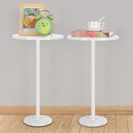 White Round Side Table Small End Table Set of 2 Modern Accent Table Pedestal Drink Table with Marble Base for Small Spaces Living Room Bedroom