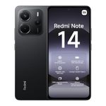 Xiaomi Redmi Note 14 smartphone, 6+128GB, black, 108MP AI camera system, 5500mAh battery, 120Hz eye-care display, AI features (no charger included), 2 year Warranty