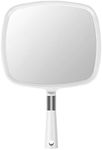 Snowflakes Large Hand Mirror with Handle-Hang Handheld Mirror Hairdresser Mirror.(White)