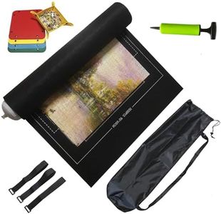 Taicols Jigsaw Puzzle Storage Roll Mat of 1500 Pieces with 4 Sorting Trays,Store Puzzle for Next Play, Jigsaw Puzzle Mat Roll Up, Jigsaw Puzzle Roll Mat Board Felt Mat Inflatable Tube Inflator (Black)