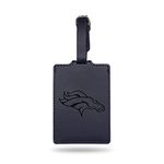 Rico Industries NFL Denver Broncos Navy Laser Engraved Ultra Suede Luggage Tag - Includes ID Card