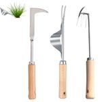 Gregali 3 Pack Manual Weeder Puller Tool Stainless Steel Weed Remover Mower Portable Hand Weed Remover Tool with V-Shape Hook Garden Hand Weeder for Garden Lawn Yard Transplant