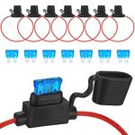 Inline Fuse Holder, 7 Pcs Car Fuse Holder, Waterproof In-line Blade Fuse Holder for Car Automotive Truck Motorcycle Boat Fuse Holder (16AWG/15A Fuses)