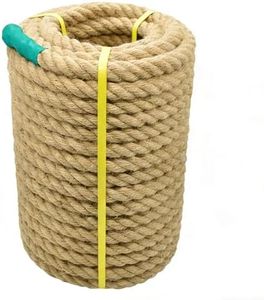 Jute Rope Natural Jute Manila Rope Nautical Hemp Ropes Twisted Natural Thick Heavy Duty Ropes for Crafts, Bundling,Anchor, Hammock, Nautical, Tug of War, Railings,Decorate (1-1/2 in X 100 Ft)