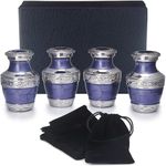 BOLD & DIVINE | Silver Linings Purple Keepsake Urns | Small | Mini Urn Set of 4 | For Human Ashes With Box and Velvet Bags