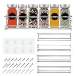 BAORELST Spice racks Organizer 4 Tier Wall Mounted Condiment Holder With Adhesive Sticker and Screws for Kitchen Condiments & Inside Cupboard Spice Organizer Tidy (Chrome)