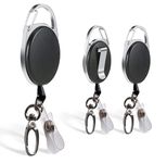 Safe Haven 3 Pcs Retractable Lanyard and Badge Reel | Extendable Key Chain and Stretchy Keyring with Clip for ID Card Holder | Perfect Lanyard Retractable for Keys