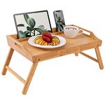 ROSSIE HOME Bamboo Wood Bed Tray, Lap Desk with Phone Holder - Fits up to 15.6 Inch Laptops and Most Tablets - Natural - Style No. 78007, Medium