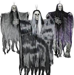 3 Pack Hanging Halloween Skeleton Ghosts Decorations, Grim Reapers for Halloween Outdoor Decorations, Halloweens Skeleton Flying Ghost, Haunted Haunted House Prop, Party Decor