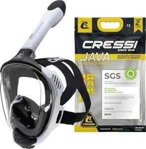 CRESSI Java Full Face Mask White/Black L/XL-Vollgesichts Schnorchelmaske Compact Fit, Ultraklare Antibeschlaglinse, 100 % Silikon, Schnorchel Trocken mit Sicherheitsventilen, Weiß/Schwarz, L/XL