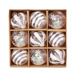 9Pcs Christmas Ball Ornaments Set, Clear Glitter Hanging Decorations, Shatterproof Baubles for Christmas Home Decoration (White, One Size)