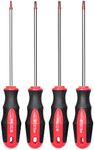 ROTATION 4PCS Magnetic Tip Torx Screwdriver Set, 4 Torx Star Screwdrivers, T20, T25, T27, T30, Red Tip | Red, Gloss, S2 Steel