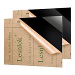 Black Acrylic Sheet 8x10 Lesnlok 2 Pieces Black Plexiglass Sheet 1/8 inch Thick, DIY Materials for Home Decor, Handcraft, Painting, Photography,Switch Panel, Display Stand