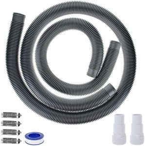 U.S. Pool Supply 1.5" Heavy-Duty Above Ground Pool Hose Replacement Kit - 3 Foot and 6 Foot Silver Hoses, 2 Connection Adapters, 4 Clamps - Compatible with Intex Filter Pumps
