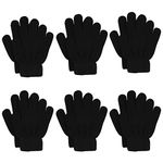 ONESING 6 Pairs Kids Gloves Knit Gloves for Kids Winter Gloves Black Gloves Kids Finger Boys Gloves for Girls