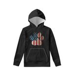 WELLFLYHOM Youth Kids Hoodies for Teens Girls with Pockets Boys Pullover Hooed Sweatshirt Long Sleeve Tops Age 6-16 Years Old, 1 Dog Paw American Flag, 8-10 Years