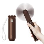 JISULIFE Handheld Fan with 4500 mAh Powerbank Max 46 Hours Runtime,Pocket Fan Portable Battery Operated or USB Powered Folding Personal Fan,Rechargeable Quiet Mini Fan-Brown