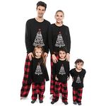 Sangdut Christmas Family Matching Pyjama Set,Plaid Christmas Pjs Long Sleeve Fun Nightwear Outfits Housewear for Women/Men/Kids(Women,S)