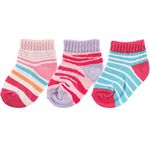 Luvable Friends 3-Pack Novelty Print No Show Socks, Pink Zebra, 12-24 Months