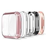 Simpeak 5Pack Soft Screen Protector Bumper Case Compatible with Fitbit Versa Smartwatch, Full Protection, Rose Pink/Clear/Silver/Black/Rose Gold