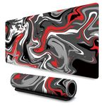 Ink Painting Mouse Mat, XL Gaming Mouse Pad, Office Mousepad with Anti-Slip Base, Precise Control Gaming Mouse Pad, Large Mice Mat Desk Pad with Stitched Edges (Black and Red Fluid Art)