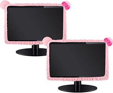Remagr 2 Pcs 20''-29'' Kawaii Computer Monitor Cover with Cat Ear Design, Furry Cute Pink Monitor Dust Cover Protector Lovely Monitor Accessories Laptop TV LCD Screen Monitor Decoration for Tablet
