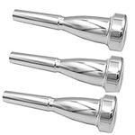 Missmore Pack of 3 Silver Trumpet Mouthpiece 3C 5C 7C Size Instrument Accessory for Bach