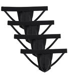 Tyhengta Men's Athletic Supporter Briefs Performance Jockstrap Underwear, 4-pack Black, Large