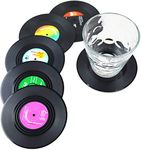 Dr.JIEER 6 Pcs Black Retro CD Record Coasters (6)