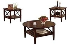 Poundex 3-Piece Coffee Table, Brown