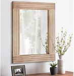 HLFMVWE Rectangle Mirror Retro Wooden Wall-Mounted Mirrors Farmhouse Bedroom Bathroom Vanity Entrance Decorative Antique Hanging Mirror Large 26"x18"