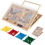 Tektalk Two-Way Use Adjustable Jigsaw Puzzle Table, Puzzle Board with Cover & 4 Colored Sorting Trays, for Up to 1500 Pieces