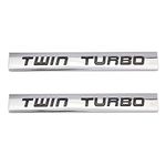 2pcs 3D Twin Turbo Emblem Chrome Finish Metal Emblem Badge Fender Trunk Car Decal Sticker (Black)