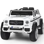 COSTWAY Kids Ride On Car, Licensed Mercedes Benz 12V Battery-powered Electric Vehicle Toy with 2 Motors, Remote Control, Lights, Horn, Music, Suspension Wheels for Boys Girls (White)